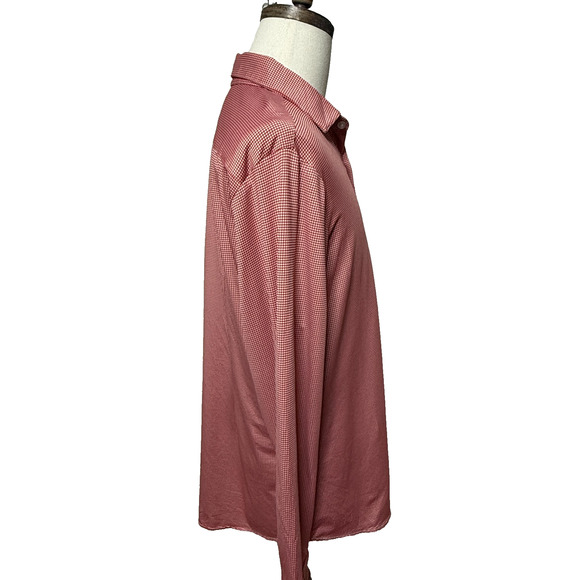 Mizzen + Main Shirt Mens XL Red Trim Fit Traditional Nylon Blend Stretch Preppy - Picture 8 of 10